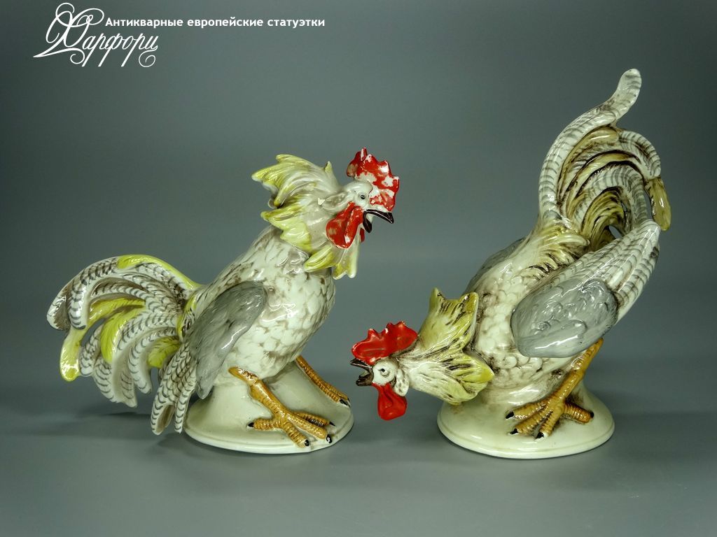 Купить фарфоровые статуэтки Grafenthal, Бойцовские петухи, Германия